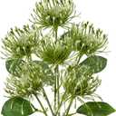 Briful 6PCS Artificial Mums Spring Flowers 4'' Green Spider Chrysanthemum Fake Flowers Bouquet for Home Vase Centerpieces Arrangements Bridal Shower Decoration