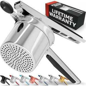 PriorityChef Large 15oz Potato Ricer, Heavy Duty Stainless Steel Potato Masher and Ricer Kitchen Tool, Press and Mash Kitchen Gadget For Perfect Mashed Potatoes - Everytime (Fixed Disc, Black)