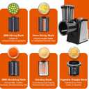 Electric Cheese Grater with Electric Dicing Function, 250W Professional Salad Maker & Electric Cheese Shredder, 5-in-1 Automatic Food Processor with Wide Feed Chute & 5 Stainless Steel Blades
