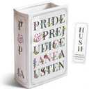 Hazel and Harolds Pride and Prejudice Book Vase Large Ceramic Flower Vase with Bookmark and Gift Box