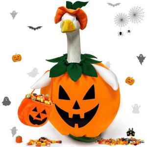 Halloween Porch Goose Outfits, Pumpkin Goose Costume for 23" Porch Goose, Funny Goose Clothes Duck Sculpture Clothes, Outdoor Patio Yard Lawn Decoration