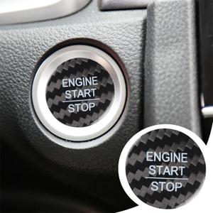 Carbon Fiber Push Start Button Cover Compatible with Honda CRV Accord Civic City Fit Odyssey Crider Spirior Jade URV XRV Engine Start Stop Button Cover Key Ignition Switch Cover Black