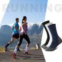 Wildarms Athletic Running Socks Cushion Padded Moisture Wicking Crew (10-13, Black+ Gray+ Dark Blue)