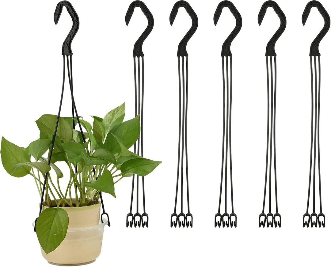 Cosmos 6 Pieces Plastic Hanging Basket Hooks Hanging Planter Holder Flower Pot Hangers for Outside and Indoor Small Flower Pots, Black Cosmos 6 Pieces Plastic Hanging Basket Hooks Hanging Planter Holder Flower Pot Hangers for Outside and Indoor Small Flower Pots, Black