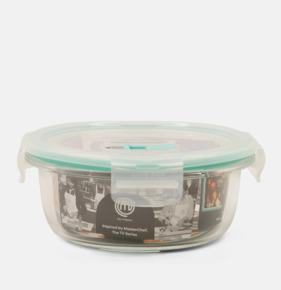 Round Glass Dish With Lid, Turquoise