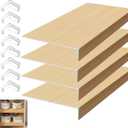 Wire Rack Covers with Faux Wood Design, Thickened PVC Removable Shelf Liners, Easy to Clean for Kitchen Cabinets Closets, 1692in, 0.3in Thick