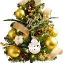Tabletop Christmas Tree, 24inch/2ft Mini Christmas Tree, Tabletop Small Xmas Tree for Holiday Indoor DIY Christmas Decoration (Gold)