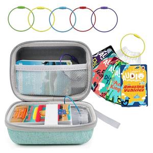 gjulrfu Card Case for Yoto cards, Hard Portable Card Case with Zipper & for Yoto Card Keyring Loop Holder Card Tabs, Travel Carrier Kids Toy Storage Organiser Tidy Mini Card Storage (Green)