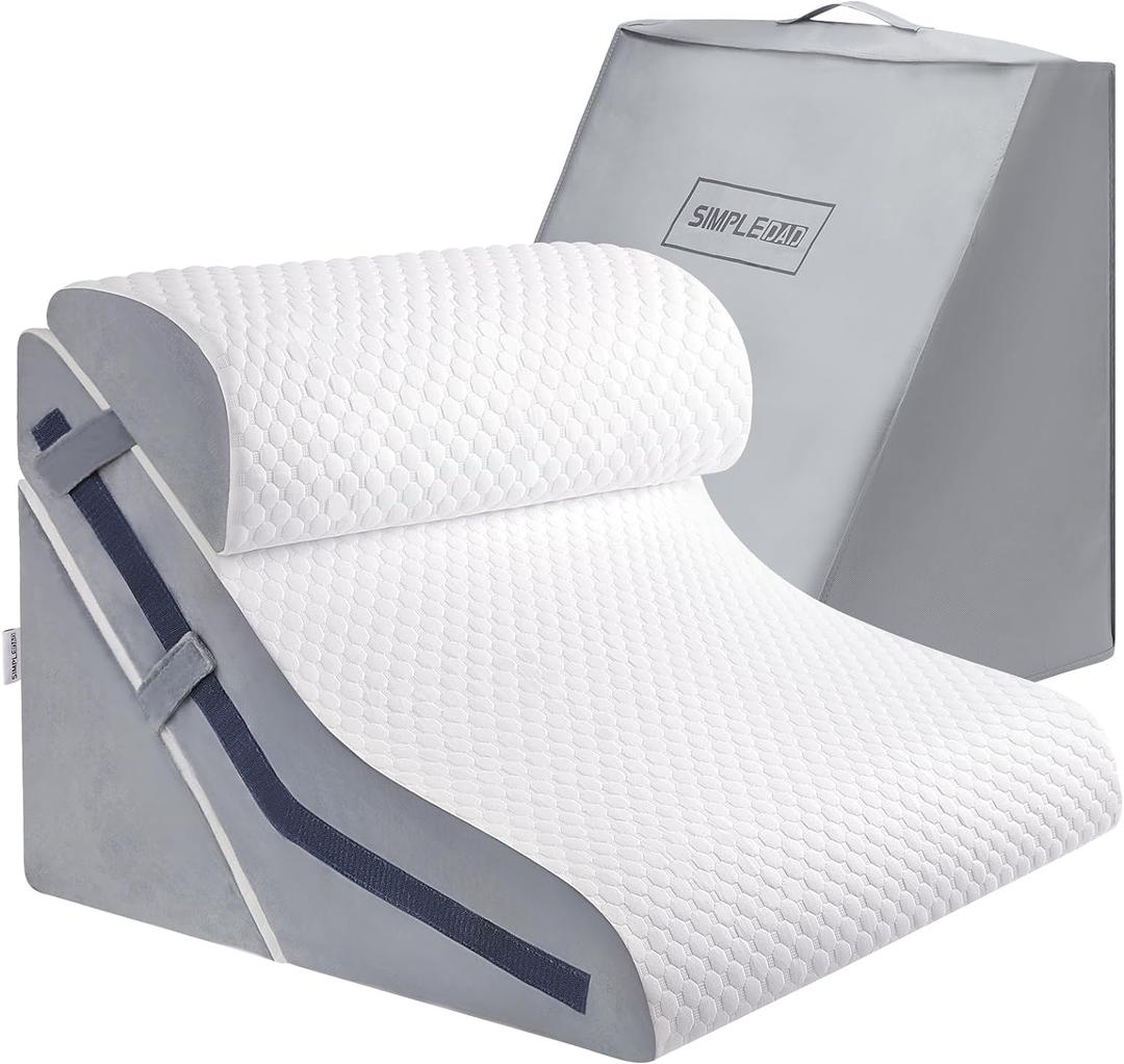 Wedge Pillow for Sleeping, Orthopedic Bed Wedge Pillow Set, 15-in-1 Adjustable Memory Foam Wedge Pillow Post Surgery, 9 &16 & 20 inches Height 3-in-1 Incline Pillows Wedges for Back Pain/Acid Reflux (White-3-piece)