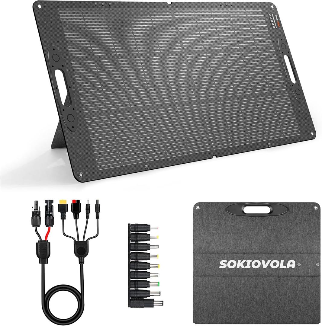 110W 18V Portable Solar Panel Kit,Portable Foldable Solar Panel,NextGen Solar Cell Up to 25% Conversion Rate,ETFE IP68 Waterproof & Dustproof for Power Station Outdoor Camping RV Trip