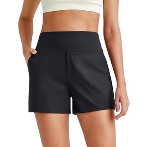 G4Free ShiftReady Athletic Shorts for Women High Waisted Trouser Shorts Trendy Casual Summer Short with Pockets Large, Black  G4Free ShiftReady Athletic Shorts for Women High Waisted Trouser Shorts Trendy Casual Summer Short with Pockets Large, Black