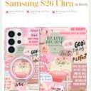 for Samsung Galaxy S26 Ultra Case with Stand - Cute Soft TPU Clear Phone Cover for Women Girls Compatible with Magsafe Girly Unique Design with Magnetic Ring for S26 Ultra, Collage
