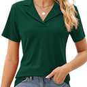Rapbin Women's Polo Shirts Lapel Collar V Neck Short Sleeve Blouse Dressy Casual Tunic Tops, Size XXL