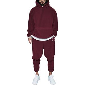 Men's 2 Piece Polar Fleece Tracksuits Hooded Sweatshirts and Sweatpants Casual Jogger Set (X-Large, Red)