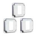 4" Square Decorator Switch Metal Electrical Box Cover,2 Gang Industrial Cover for Exposed Work,1/2”Raised,Galvanized Steel,Easy Installation,3 Pack