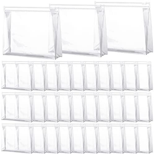 Xuniea 50 Pieces Mini Clear Makeup Bag Small Clear Zipper Pouch Travel Bag for Toiletries Plastic Cosmetic Organizer Waterproof for Women Men Vacation(8.66 x 6.88 x 2.16 In,Transparent)