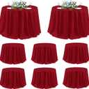 sancua 8 Pack Christmas Red Round Tablecloth 120 Inch Fit 48-96 Inch Tables