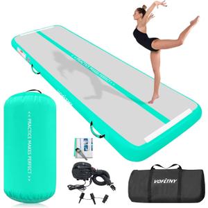 VOFiTNY Inflatable Gymnastics Air mat Tumbling Track with Air Barrel Octagon Mat with Pump for Home/Gym, Mat 10' L x 3.3' W + Roller 3.3' L x 2' D
