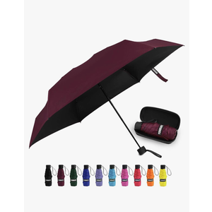 Yoobure Small Mini Umbrella with Case Light Compact Design Perfect for Travel Lightweight Portable Parasol Outdoor Sun&Rain Umbrellas Burgundy