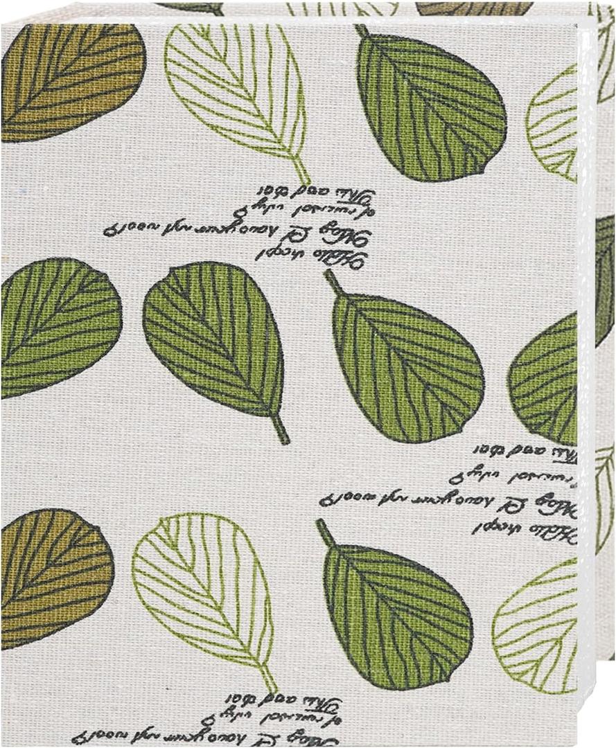 Small Photo Album 4x6 100 Pockets Linen Cover Picture Book Holds 4x6 Photos for Wedding, Baby, Family, Graduation (Tea Leaves)