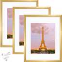 upsimples 11x14 Glass Picture Frame Set of 3 Bundle with 11x14 Plastic Picture Frame Set of 5, Gold Picture Frame for Wall