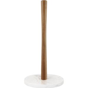 Buruis Standing Paper Towel Holder Marble Base Modern Decorative Kitchen Toilet Pantry Bathroom (Marble Base, White)