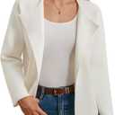 GRACE KARIN Womens Cropped Knit Sweater Blazer, Oversized Open Front Jackets 2026 Spring, Laple Cardigans Dressy Casual (White)
