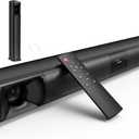 Sound Bar for Smart TV, 80W 2.0 Channel Detachable Soundbar with Optical/ARC/AUX/Bluetooth, Surround Sound System for Home Theater, Wall Mountable or Desktop TV Speaker.