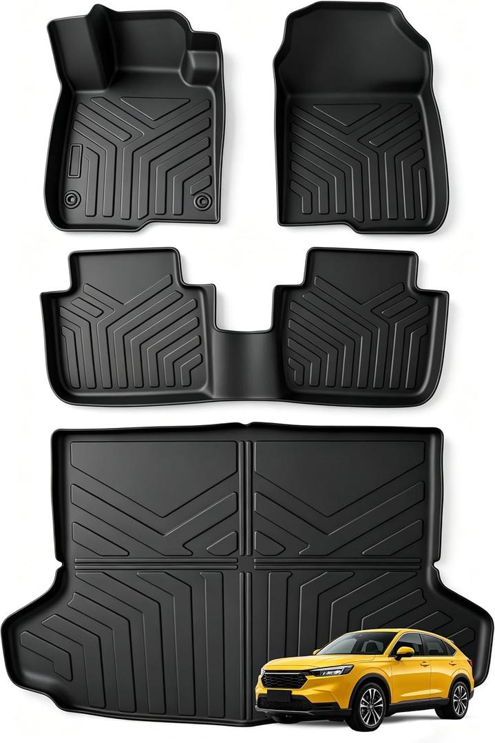 Joruoo-Floor Mats & Cargo Liner for 2023-2026 Honda HRV & HRV Hybrid, All-Weather Heavy Duty TPE Floor Liners Full Coverage Automotive for HR-V Accessories