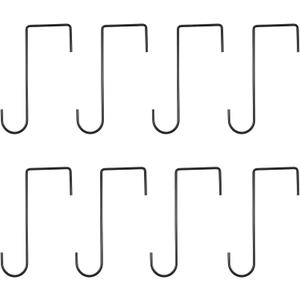 uxcell 8 Pcs Black Powder Coated Metal Vinyl Fence Hooks, Modern Neutral Over-the-Door Mount Hooks for Hanging Outdoor Lights Plants Bird Feeders