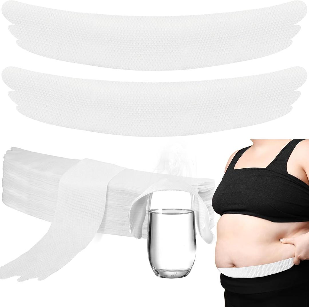 Cuffbow 100 Pcs Disposable Tummy Liners for Sweat Cotton Soft Absorber Pads Plus Size Cotton Under Belly Sweat Liners Belly Pad Band for Skin Rash White