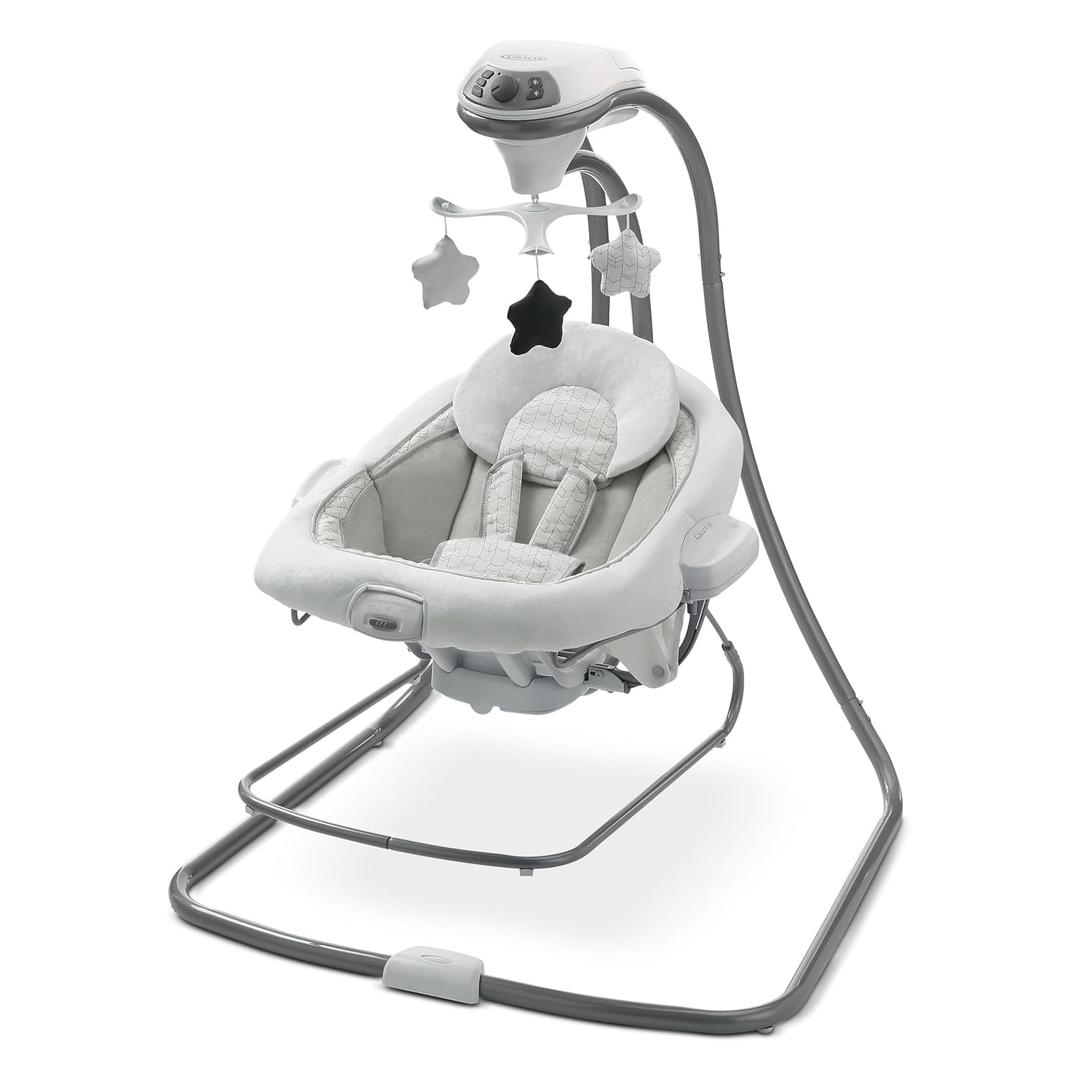 Graco DuetConnect LX 2-in-1 Baby Swing and Bouncer, Redmond | 6 Speeds, Calming Vibration, Gentle, Soothing Sounds, Seat Recline with Infant Head Support, Soft, Comfortable Materials