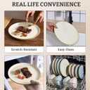Famiware Saturn Dinnerware Sets, Plates and Bowls Sets for 4, 12 Pieces Stoneware Dish Set - Chip and Scratch Resistant, Microwave and Dishwasher Safe Tableware Set, Vanilla White with Rim