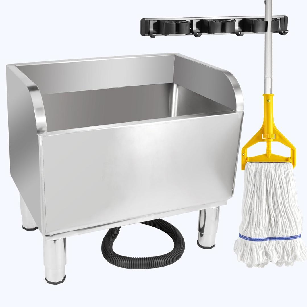 23 4/6in Stainless Steel Floor Mop Sink with Detachable Mop, Suitable for Laundry Rooms, Restaurants, Garages, Balconies, and Other Commercial Settings (23.6"L x 16.1"W x 21.6"H)