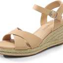 DREAM PAIRS Espadrille Dressy Wedge Sandals, Women's Platform Sandals Casual Summer, Comfortable High Heeled Wedges with Adjustable Buckle, 8