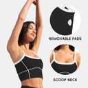 Workout Crop Tank Tops for Women - Scoop Neck Longline U Back Sports Bra Padded Yoga Camisole with Built in Pads (Black, S)