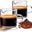 Espresso Cups, Glass Coffee Espresso Cups with Pour Spout, 4 oz, Clear, Set of 2 (Set of 2)