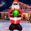 TURNMEON 6Ft Black Santa Claus Inflatables Christmas Decorations Outdoor African American Hold Gift Box LED Lights Blow Up Yard Decorations for Holiday Xmas Decor Outside Lawn Yard Garden Party