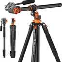 K&F CONCEPT 90''/230cm Overhead Camera Tripod, Horizontal Shooting Video Tripods with Fluid Head Heavy Duty, Detachable Monopod, for Indoor and Outdoor Use T254A7+FH-03