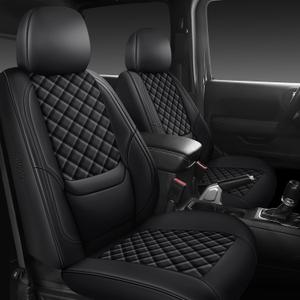Wrangler Seat Covers 2018-2026 Full Set, Waterproof Leather Interior Sets with Lumbar Support Custom Fit for Jeep Wrangler JL 4 Door Unlimited Sahara/Sport/Rubicon X 392 Willys, Black