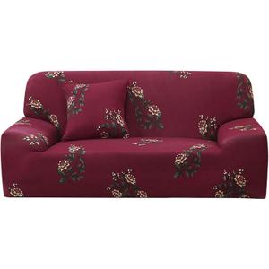 uxcell Stretch Sofa Cover Floral Printed Couch Slipcover for Sofas Loveseat Armchair Universal Elastic Furniture with One Pillowcase, X-Large