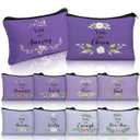 Hillban 10 Pcs Christian Comestic Bag Gift for Church Women Inspirational Gifts Administrative Professionals Day Religious Bible Verse Cosmetic Bag for Mom Group Mothers Day Party(Flower,Purple)