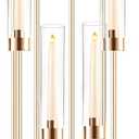 Large Floor Candelabra for Centerpiece: 8-arm Floor Candleholders with Acrylic Shades for LED Candles, Metal Pillar Candelabra Candlestick Holders for Ceremony Party Home Wedding Decoration (Gold)