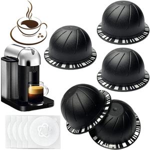 Reusable Vertuo Pods Refillable Coffee Vertuo Capsule for VertuoLine Refill Compatible with Nespresso Vertuo 150/230 ml with Aluminum Foil Lids ( Black (230 ml))