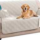 H.VERSAILTEX 100% Waterproof Couch Cover 2 Cushion Sofa Modern Sofa Covers Waterproof and Washable Thick Soft Couch Cover for Dogs with Elastic Straps (Loveseat, French Oak/Beige)