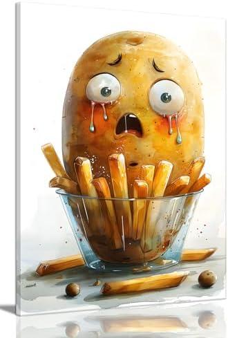 OIQArtOIQ Funny Kitchen Wall Art, Weird Kitchen Wall Decor, Vegetable Paintings Cool Postsers, Food Art, Eclectic Decor Dining Room, Chef Canvas Wall Art Print Artwork, Pickle Pictures