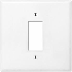 OVERSIZED JUMBO Metal Switch Plate, 2 Gang Decora Cover Plate (for 1 Centered Device), Switch Cover for Rocker Switches, GFCI, Steel Painted White - UL Listed, 5.5" x 5.5" - Made in USA