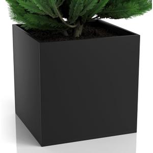 Galvanized Planter Box 24", Outdoor Planter Box, Square Flower Pot for Outdoor Indoor, Square Plant Pots for Porch/Patio/Garden/Backyard, Decorative Flower & Plant Pot for Home and Office - Black