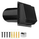 3 Inch Dryer Vent Cover Outside, Galvanized Steel Exterior Hooded Wall Vent Cover with Removable Screen & Cushioned Backdraft Flap, Exhaust Vent for House Through-Wall Dryer Vent Kit (Black - 3 Inch)
