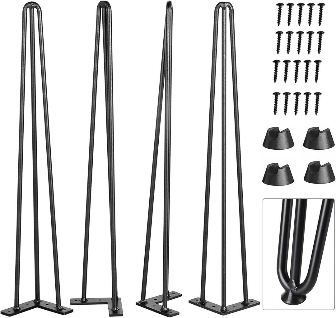 CWLOTAC 30 Inch Hairpin Coffee Table Legs - Heavy Duty Metal Furniture Legs Set of 4 - Industrial Home DIY Projects for, Bench, Desk Table, Bar Table, Dining Board, Includes Rubber Floor Protectors